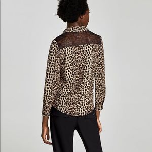 ZARA Animal print lace blouse